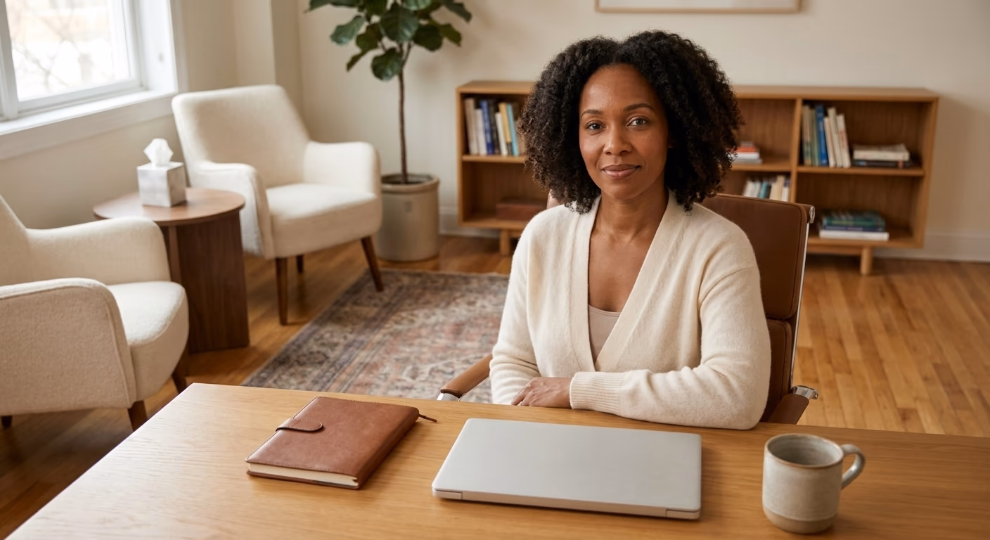 A staff member preparing for a telehealth visit at a private desk